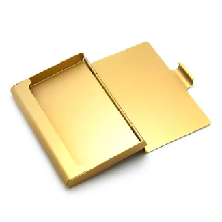 Wizytownik złoty matowy ETUI NA WIZYTÓWKI metal podręczny max 15 wizytówek - obrazek 3
