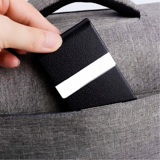 Wizytownik na wizytówki Skórzany czarny RFID - obrazek 4