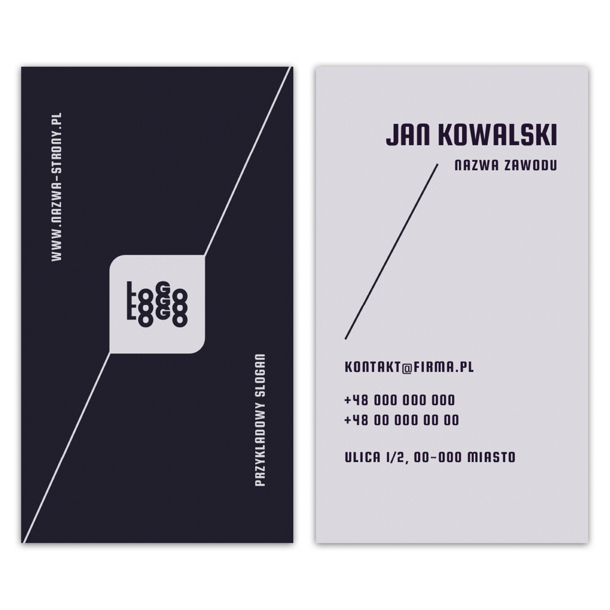Wizytówki pionowe dwustronne projekt