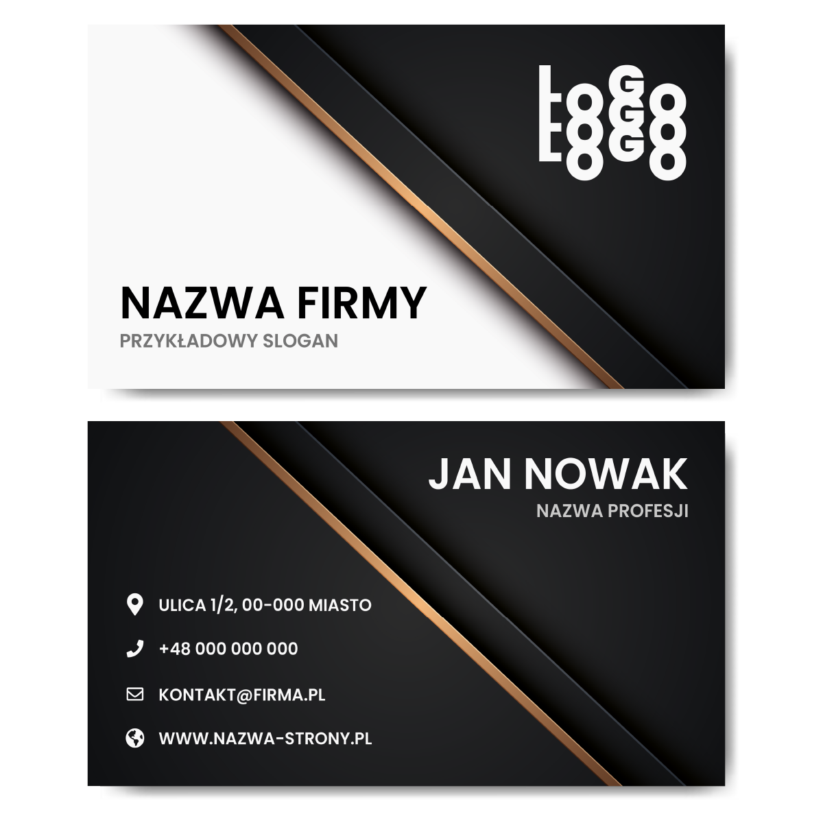 Wizytówki biało-czarne złote elementy kreda mat 350g projekt