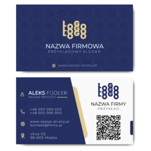 Wizytówki niebieskie z kodem QR 90x50 kreda mat 350g projekt
