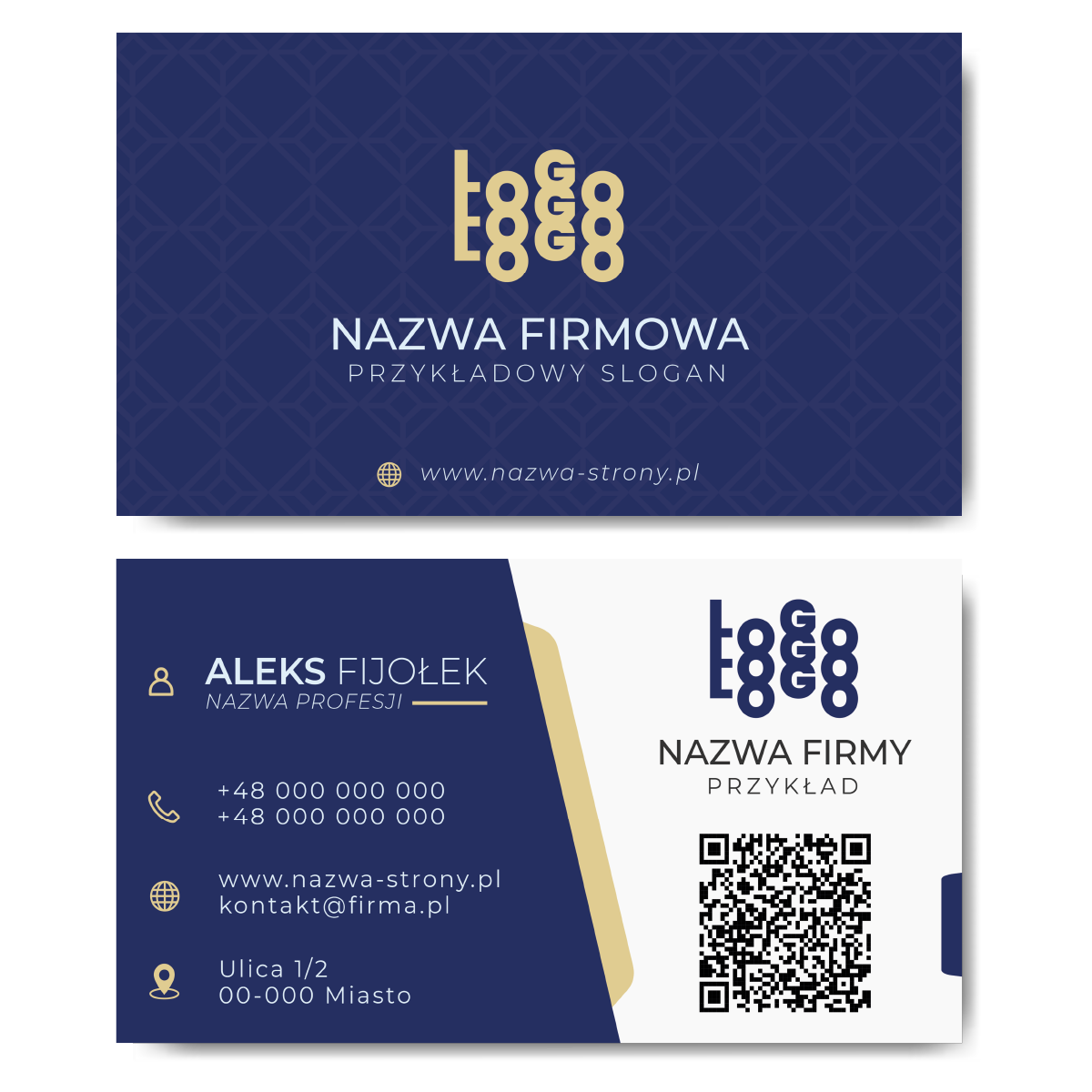 Wizytówki niebieskie z kodem QR 90x50 kreda mat 350g projekt