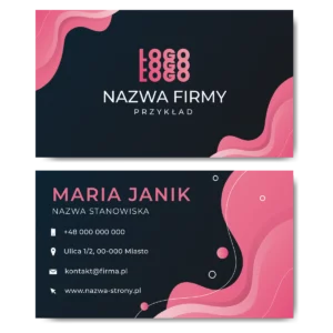 Wizytówki firmowe różowe kobiece mat 350g 90x50cm projekt