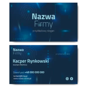 Wizytówki nowoczesne niebieskie cyber mat 350g 90x50cm projekt