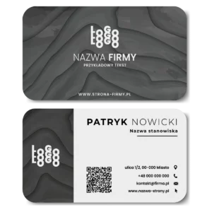 Wizytówki zaokrąglone szare QR projekt