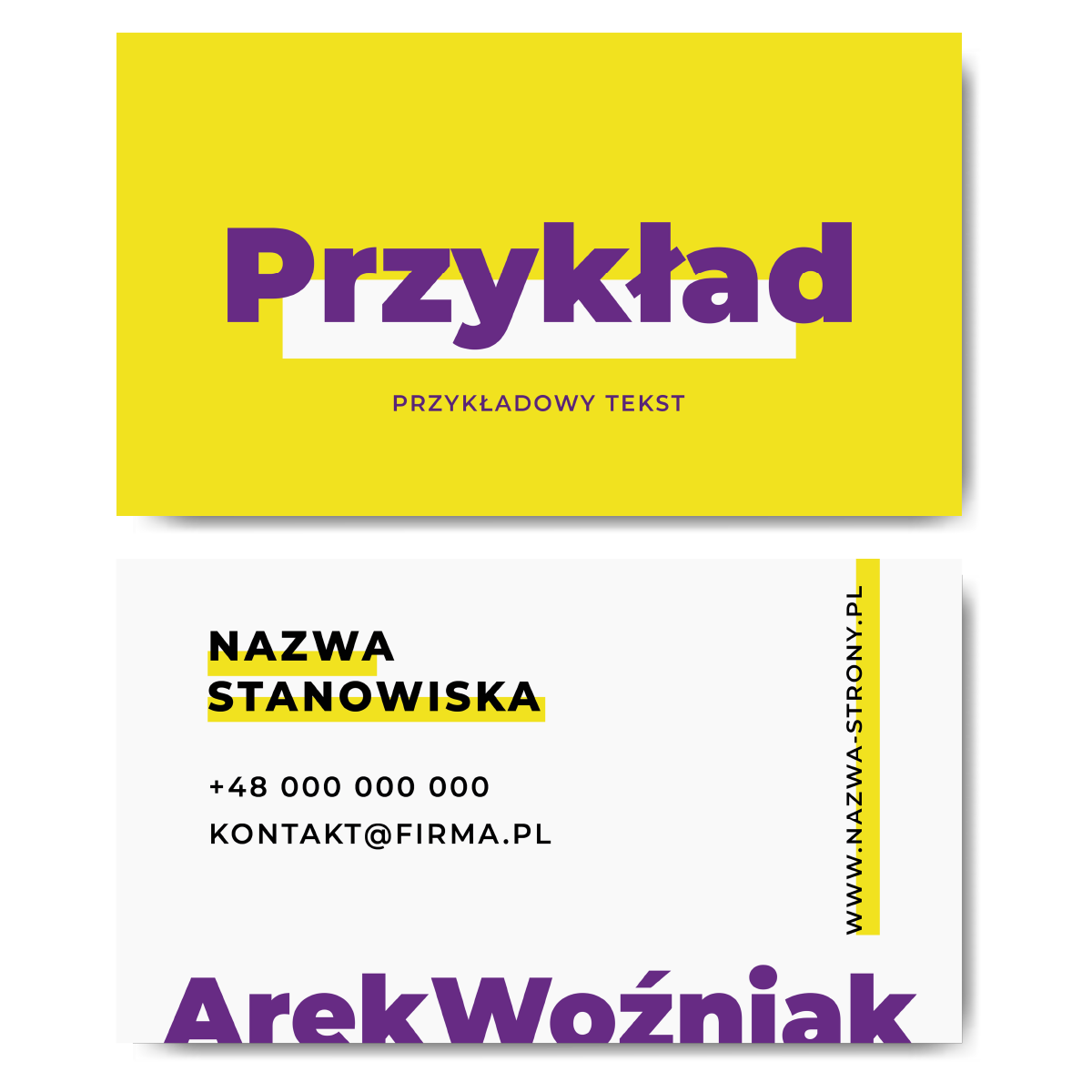 Wizytówki firmowe żółte papier kreda mat 350g 90x50cm projekt