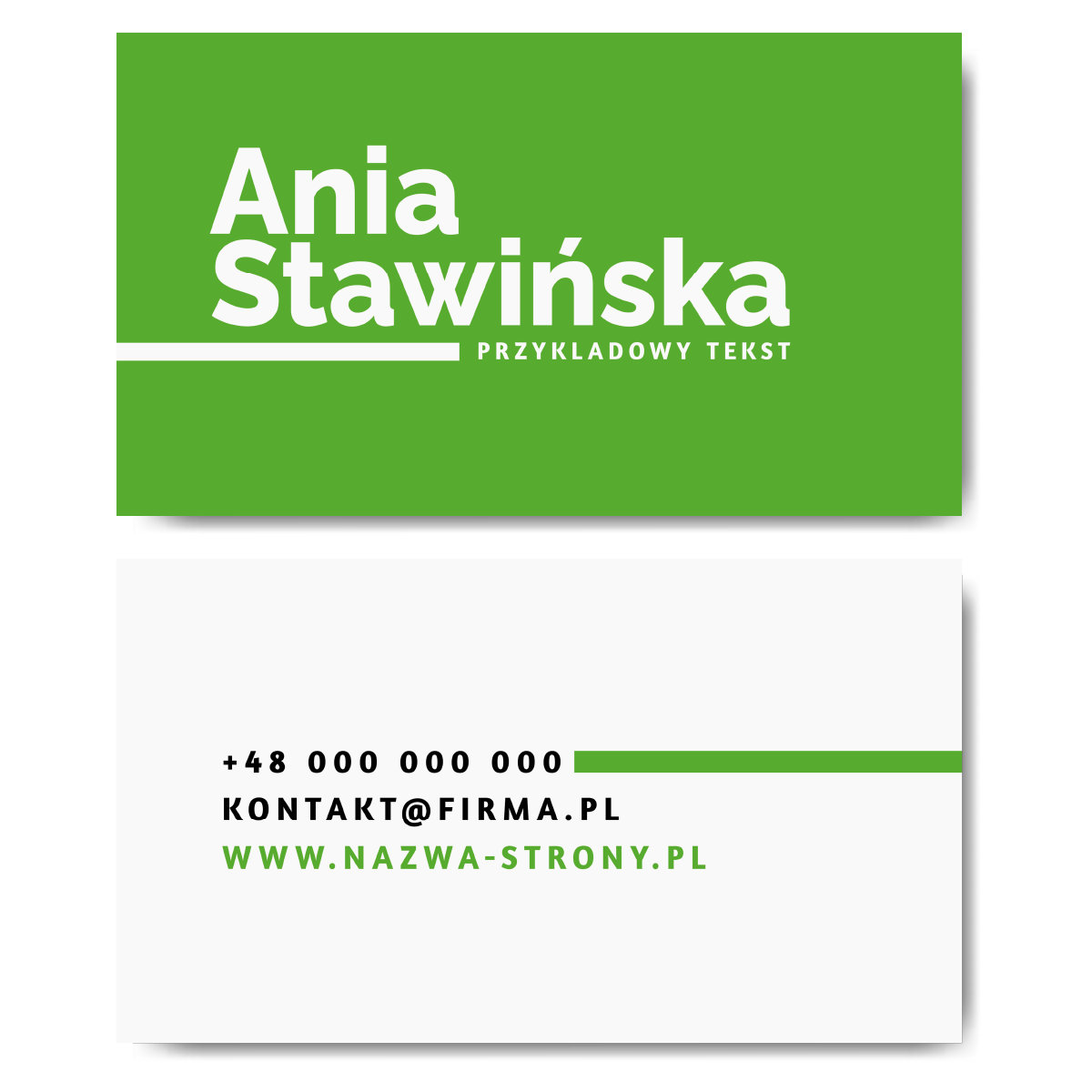 Wizytówki firmowe zielone 90x50cm kreda mat 350g PROJEKT GRATIS