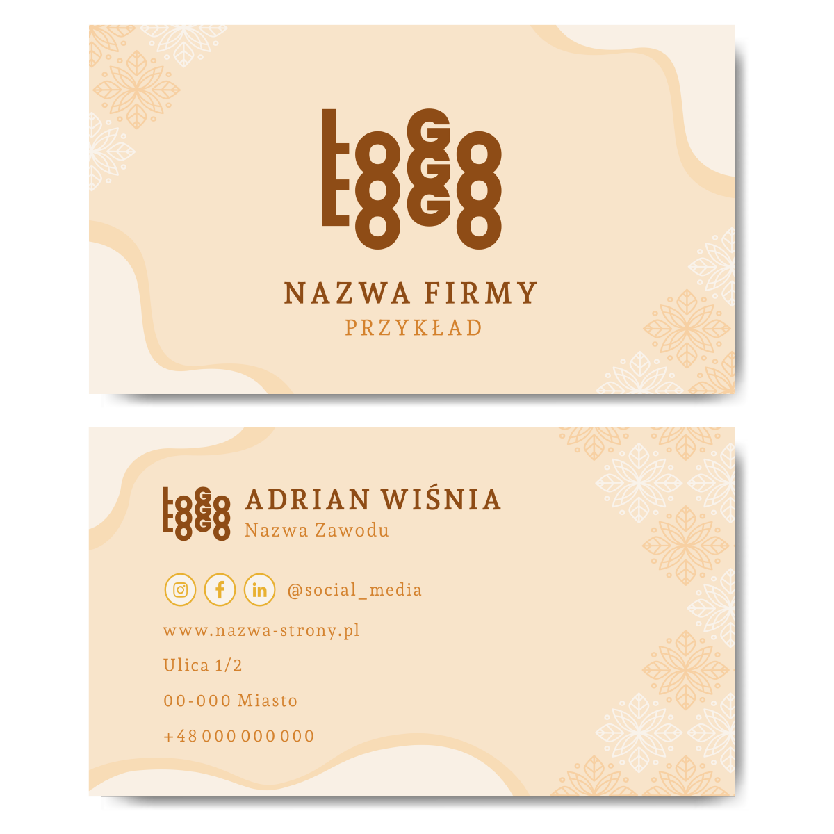 Wizytówki 90x50 kremowe kawowe kreda mat 350g PROJEKT GRATIS