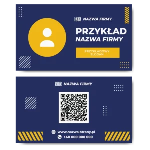 Wizytówki niebieskie żółte QR mat 350g 90x50cm PROJEKT GRATIS