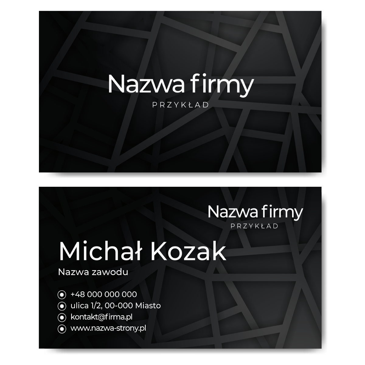 Wizytówki czarny mat 350g 90x50cm PROJEKT GRATIS