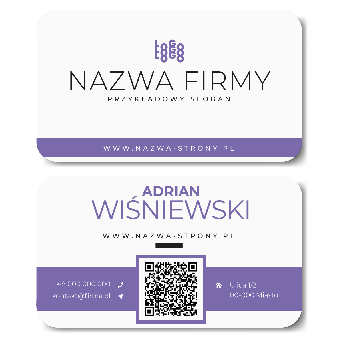 Wizytówki zaokrąglone GRUBE MAT QR 350g 90x50 PROJEKT W CENIE