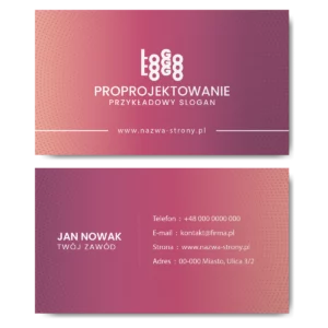 Wizytówki różowe mat 350g 90x50 projekt