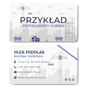 Wizytówki białe usługi budowlane mat 350g 90x50cm PROJEKT GRATIS