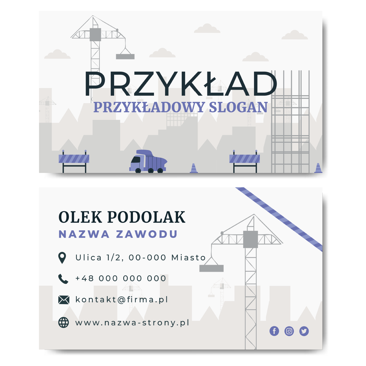 Wizytówki białe usługi budowlane mat 350g 90x50cm PROJEKT GRATIS