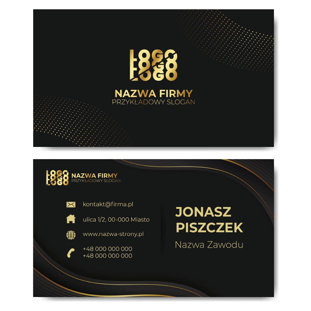 Wizytówki czarne złote kreda mat 350g 90x50cm PROJEKT GRATIS