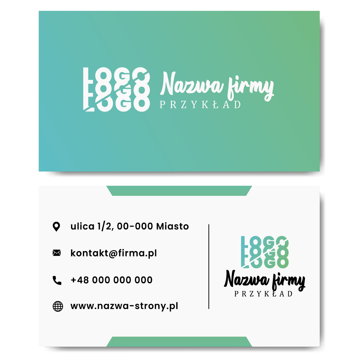 Wizytówki zielone gradient 90x50cm kreda mat 350g PROJEKT GRATIS