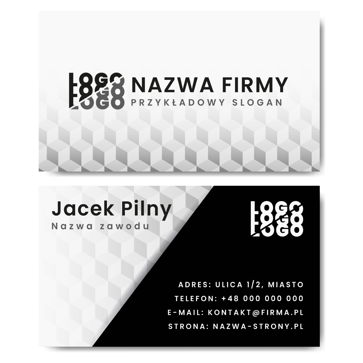Wizytówki czarno-białe kreda mat 350g 90x50cm PROJEKT GRATIS