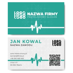 Wizytówki zielone lekarz QR kreda mat 350g 90x50 PROJEKT GRATIS