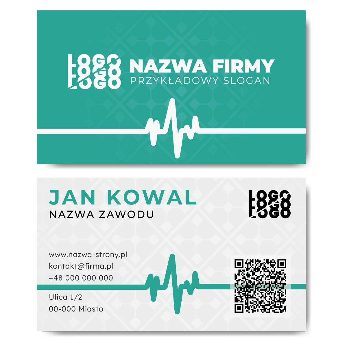 Wizytówki zielone lekarz QR kreda mat 350g 90x50 PROJEKT GRATIS