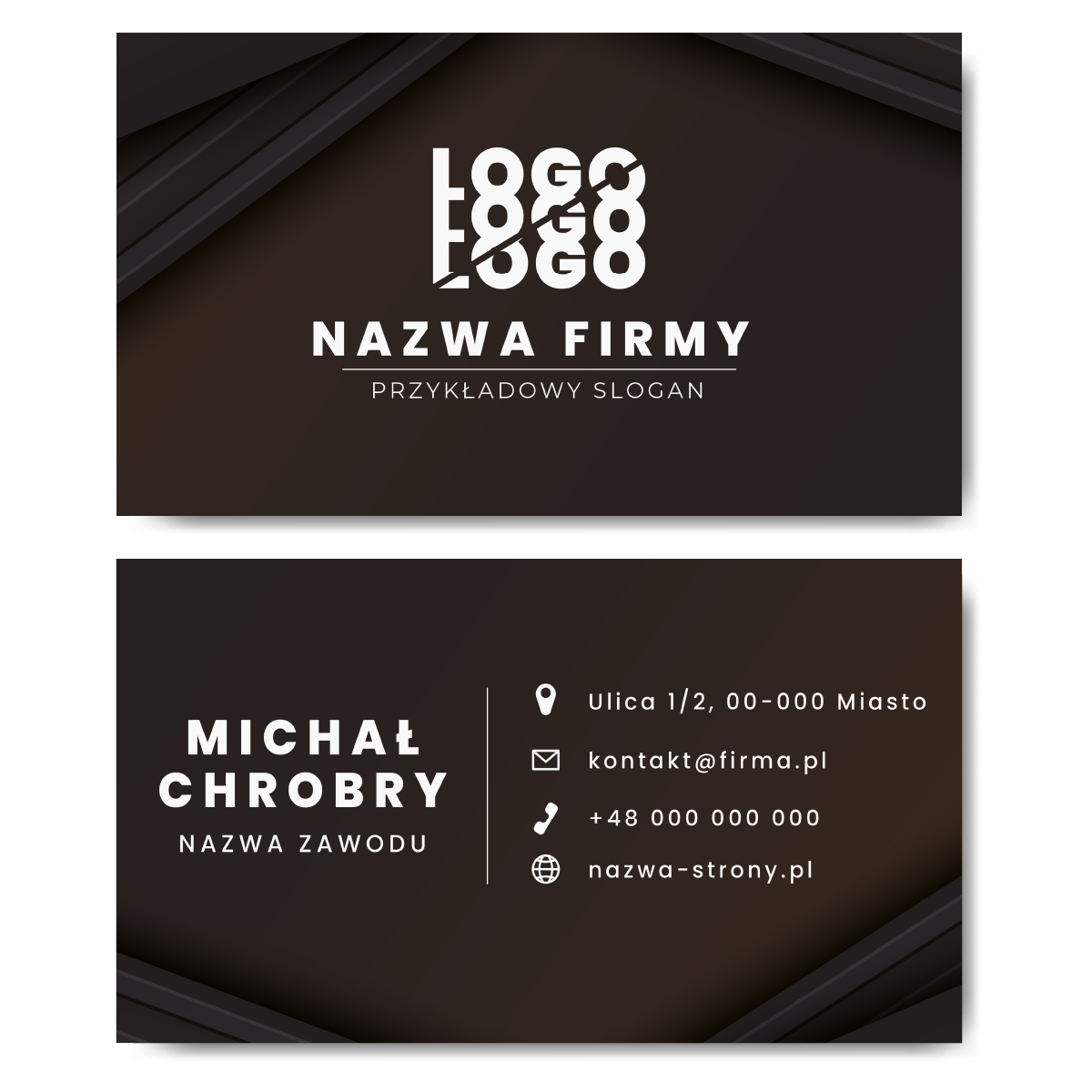 Wizytówki brązowe kreda mat 350g 90x50cm PROJEKT GRATIS