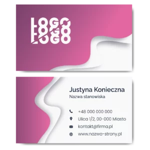 Wizytówki fioletowe różowe kreda mat 350g 90x50cm PROJEKT GRATIS