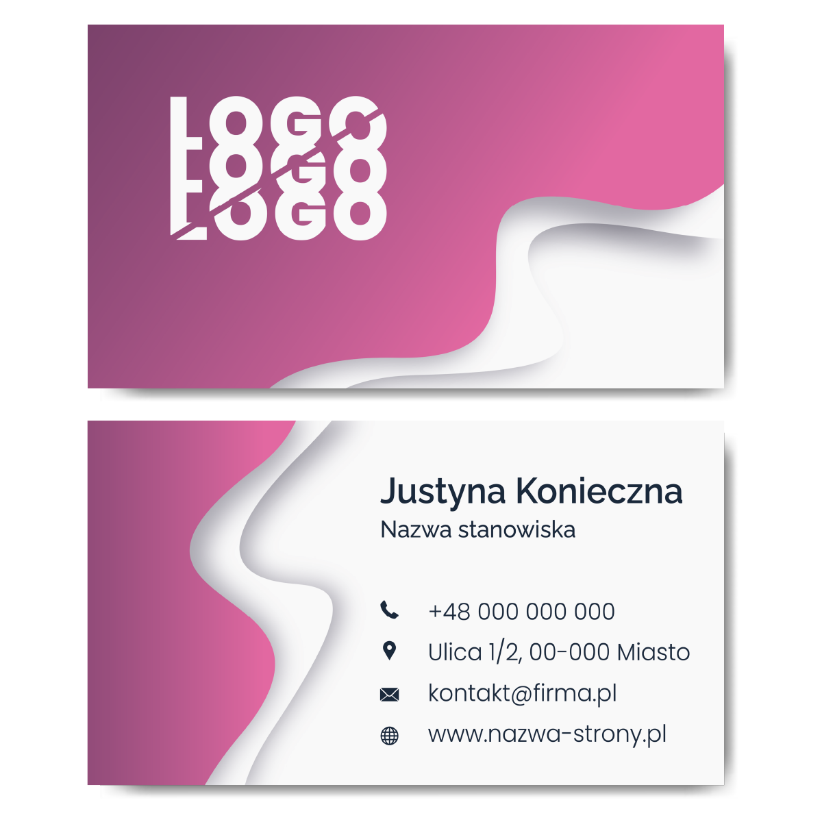 Wizytówki fioletowe różowe kreda mat 350g 90x50cm PROJEKT GRATIS
