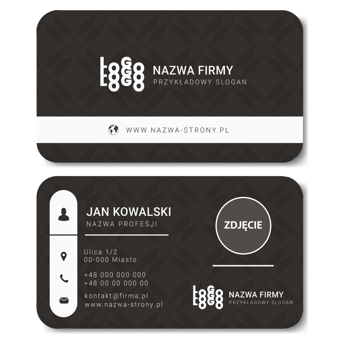 Wizytówki zaokrąglone rogi GRUBE MAT 350g 90x50 PROJEKT W CENIE