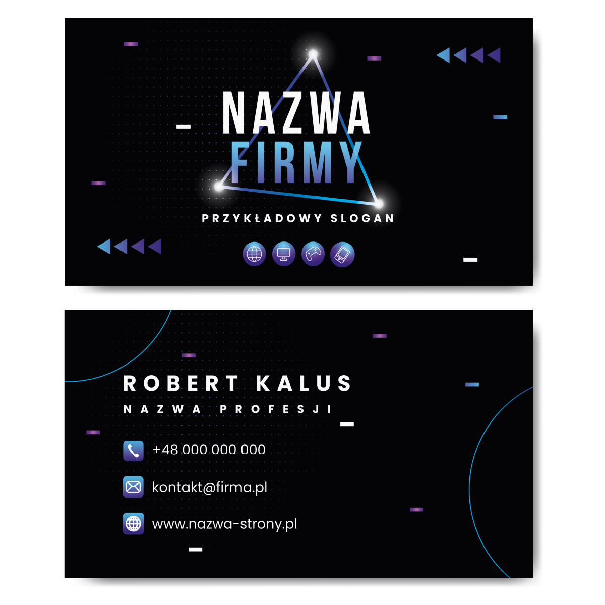 Wizytówki czarne cyber kreda mat 350g 90x50cm PROJEKT GRATIS