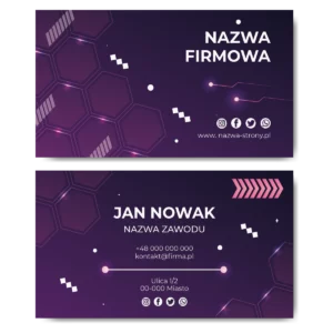 Wizytówki fioletowe nowoczesne mat 350g 90x50cm PROJEKT GRATIS