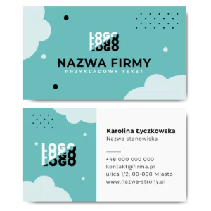 Wizytówki miętowe chmury kreda mat 350g 90x50cm PROJEKT GRATIS