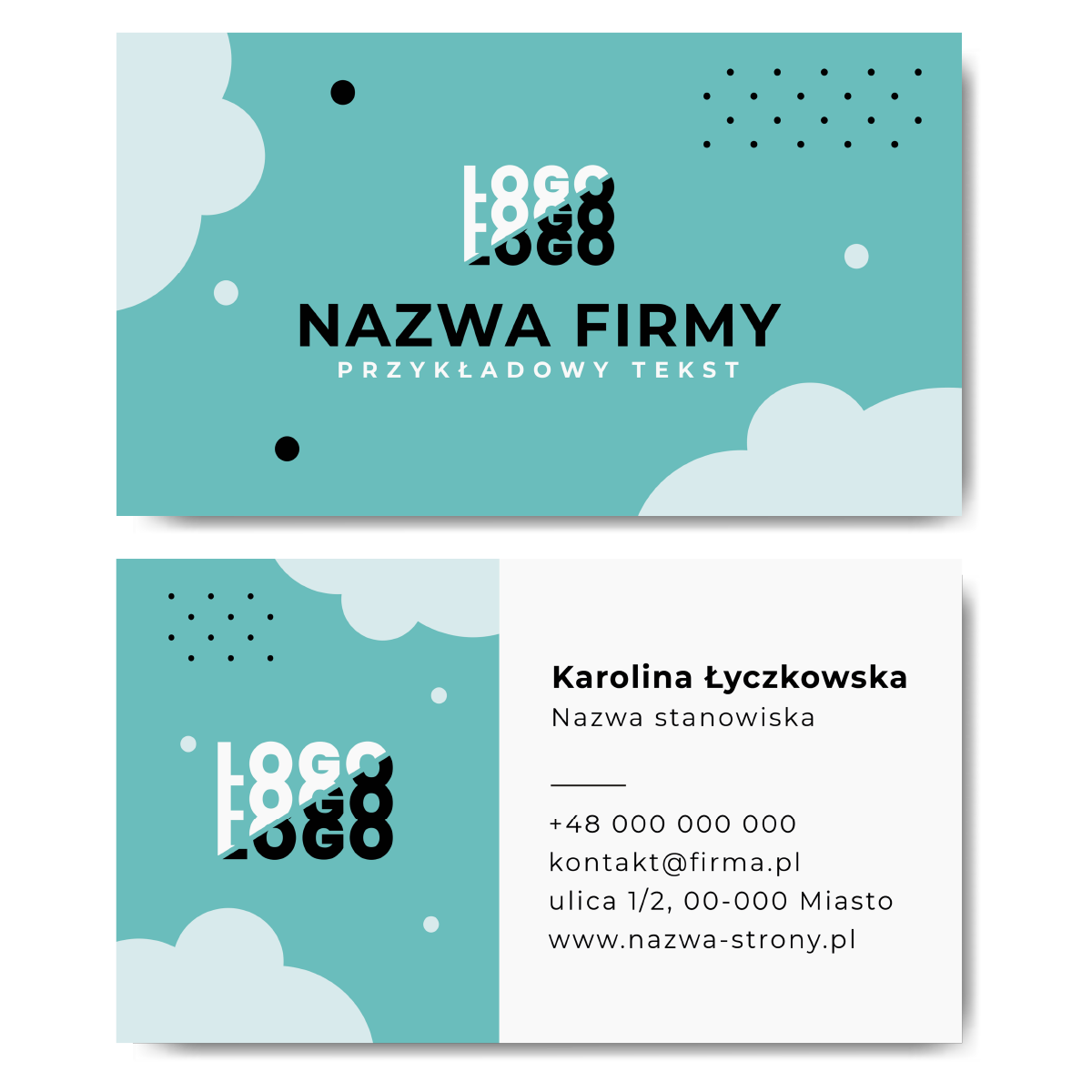 Wizytówki miętowe chmury kreda mat 350g 90x50cm PROJEKT GRATIS