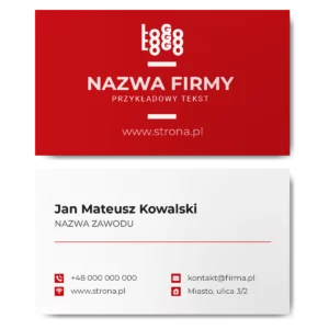 Wizytówki biało-czerwone 90x50 projekt