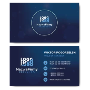 Wizytówki firmowe niebieskie mat 350g 90x50cm PROJEKT GRATIS