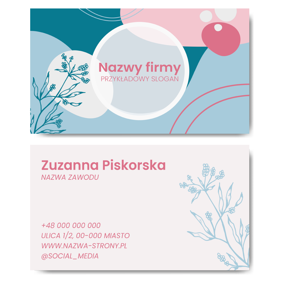 Wizytówki turkusowe krzewy mat 350g 90x50cm PROJEKT GRATIS