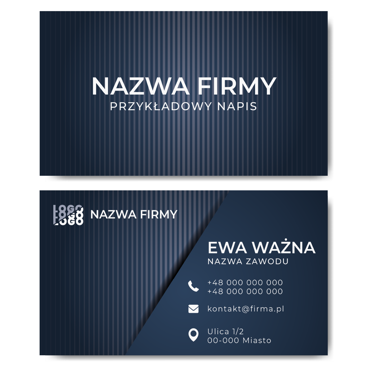 Wizytówki firmowe granatowe mat 350g 90x50cm PROJEKT GRATIS