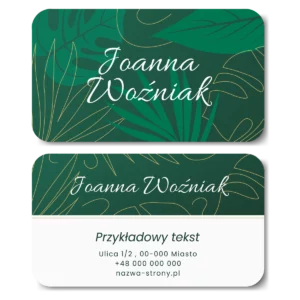 Wizytówki zaokrąglone rogi zielone liście 350g DARMOWY PROJEKT