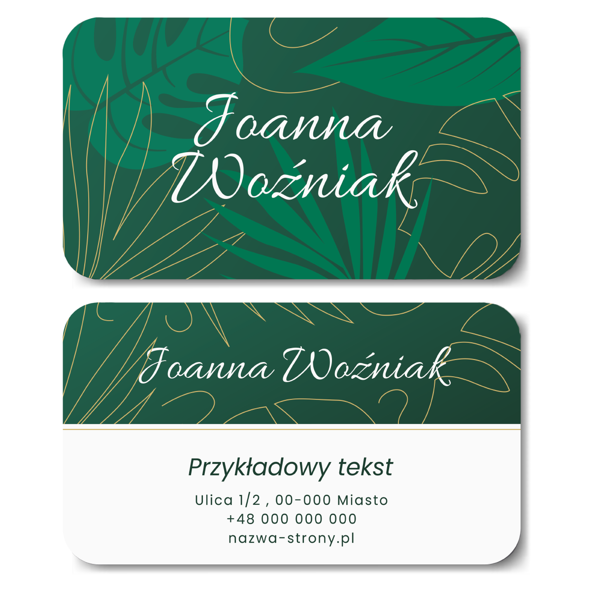 Wizytówki zaokrąglone rogi zielone liście 350g DARMOWY PROJEKT