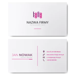 Wizytówki białe różowe 90x50 projekt