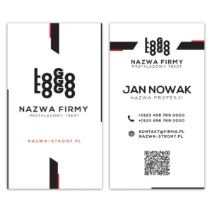 Wizytówki pionowe czarno-białe QR projekt