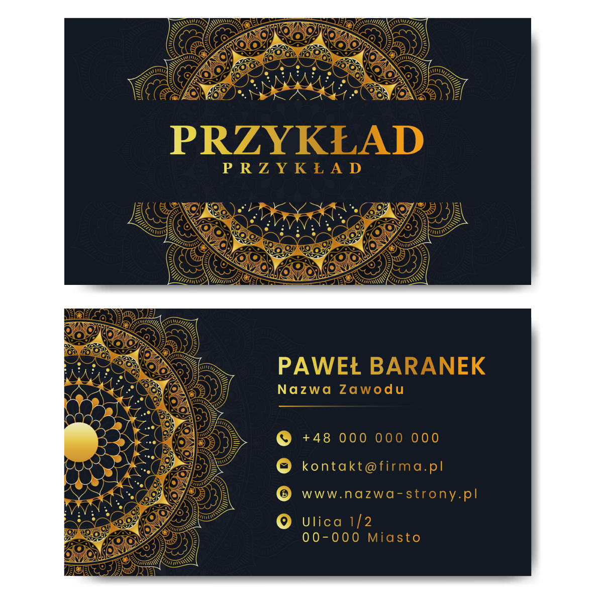 Wizytówki złote granatowe mat 350g 90x50cm PROJEKT GRATIS