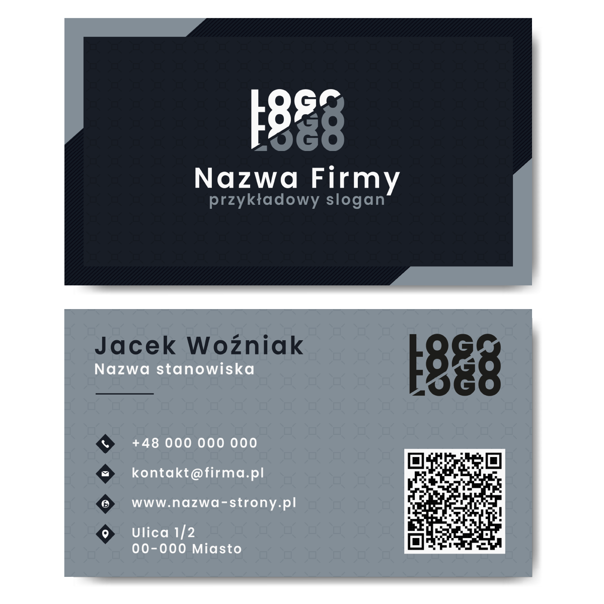 Wizytówki odcienie szarości kod QR mat 350g 90x50 PROJEKT GRATIS