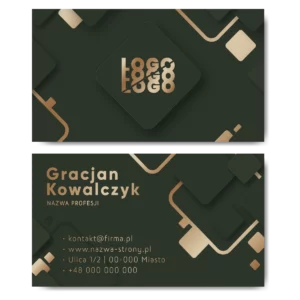 Wizytówki zielone złote kreda mat 350g 90x50 PROJEKT GRATIS