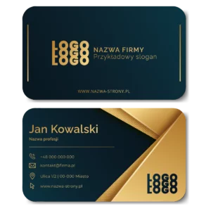 Wizytówki zaokrąglone rogi złote matowe grube 350g GOTOWY PROJEKT