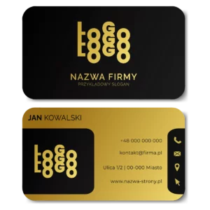 Wizytówki zaokrąglone rogi złote czarne MAT 350g GOTOWY PROJEKT