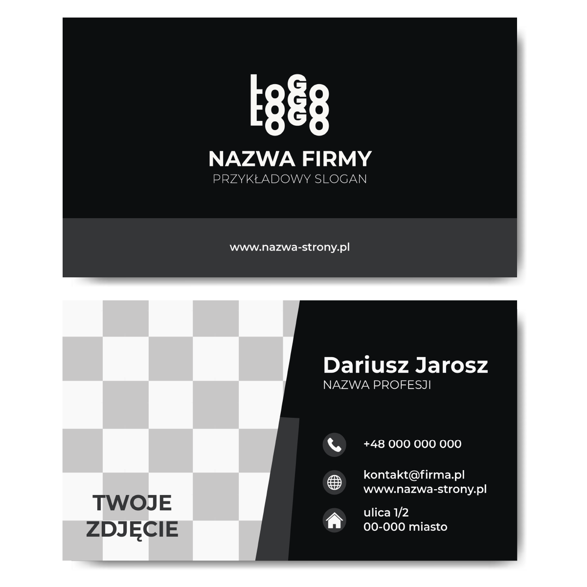 Wizytówki firmowe czarne mat 350g 90x50 PROJEKT Z TWOIM ZDJĘCIEM
