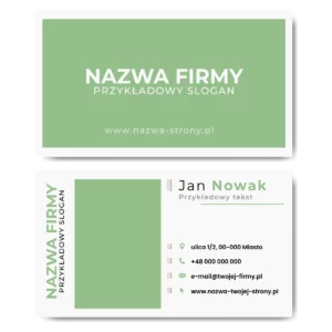 Wizytówki firmowe seledynowe mat 350g 90x50 PROJEKT GRATIS