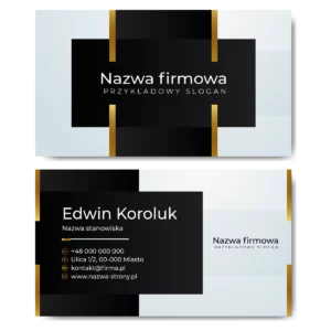 Wizytówki czarno-białe złote elementy mat 350g PROJEKT W CENIE