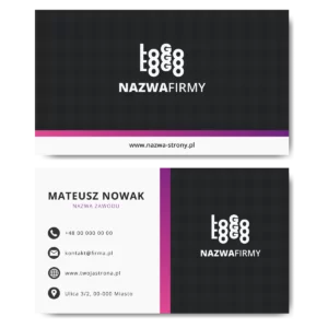 Wizytówki biało-czarne fiolet projekt