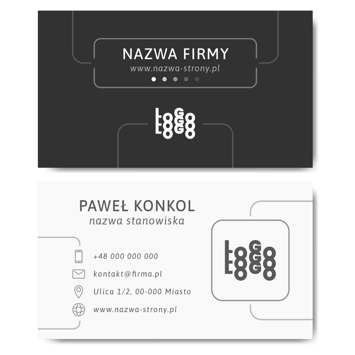 Wizytówki z projektem graficznym gruby papier 350g ciemnoszare