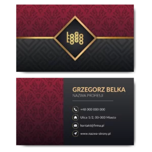 Wizytówki bordowe złoto gruby papier mat 350g PROJEKT W CENIE